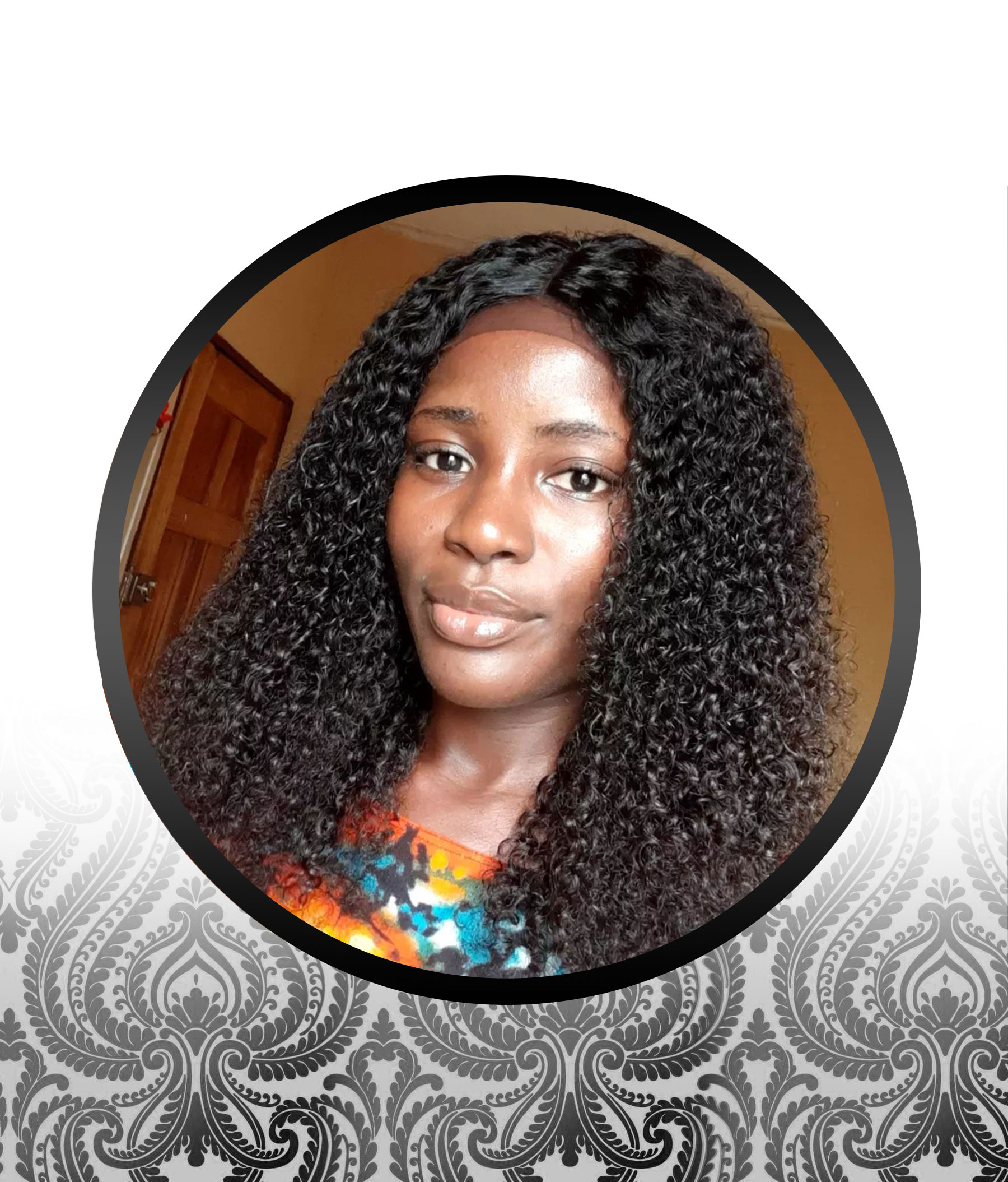 Middle-Part Human HairBlend Jerry Curl   Wigs