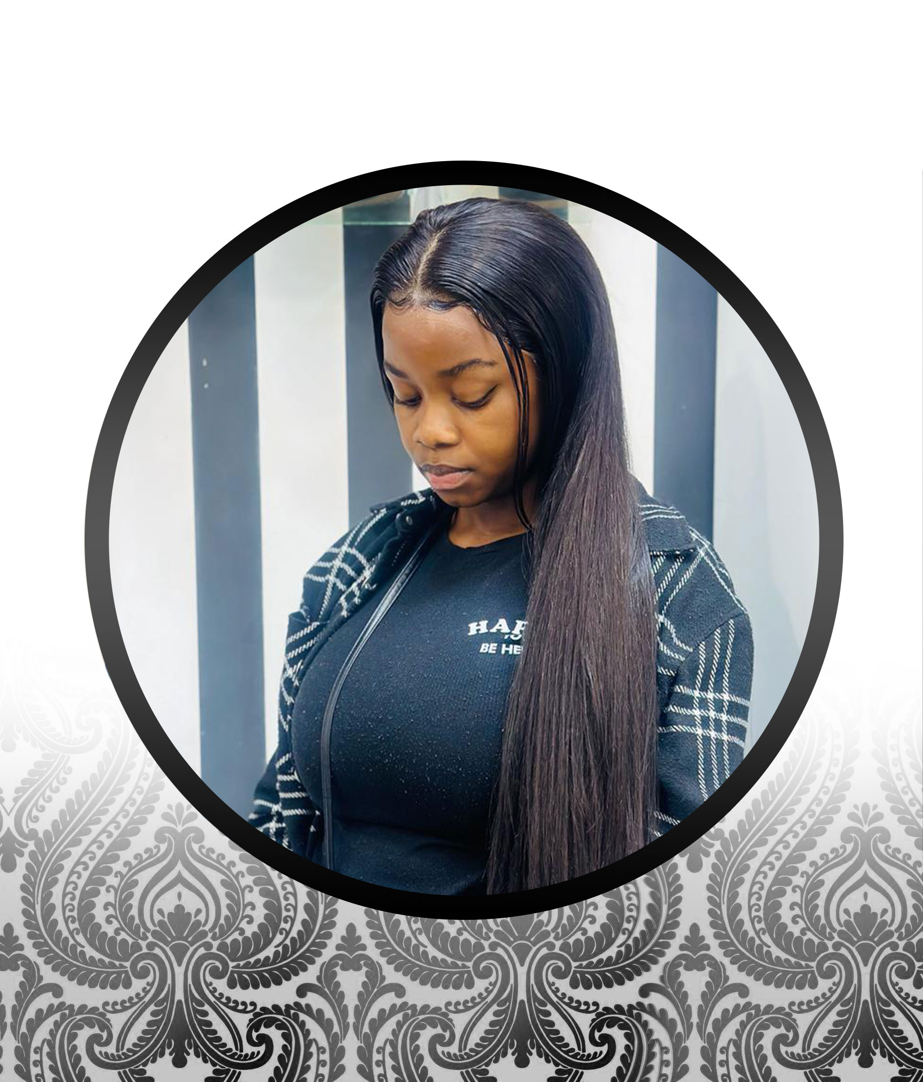 Human HairBlend Straight Full Lace Frontal Wigs