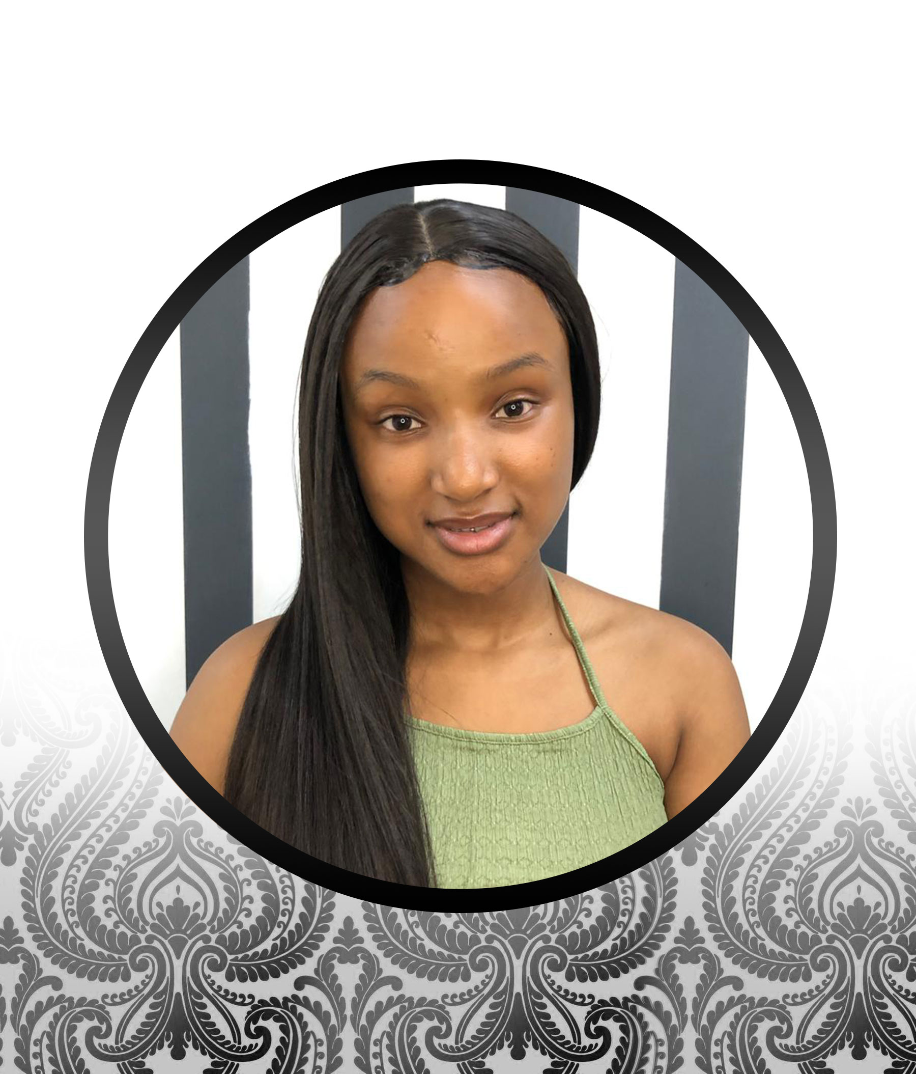 Human HairBlend Straight Middle-Part Wigs