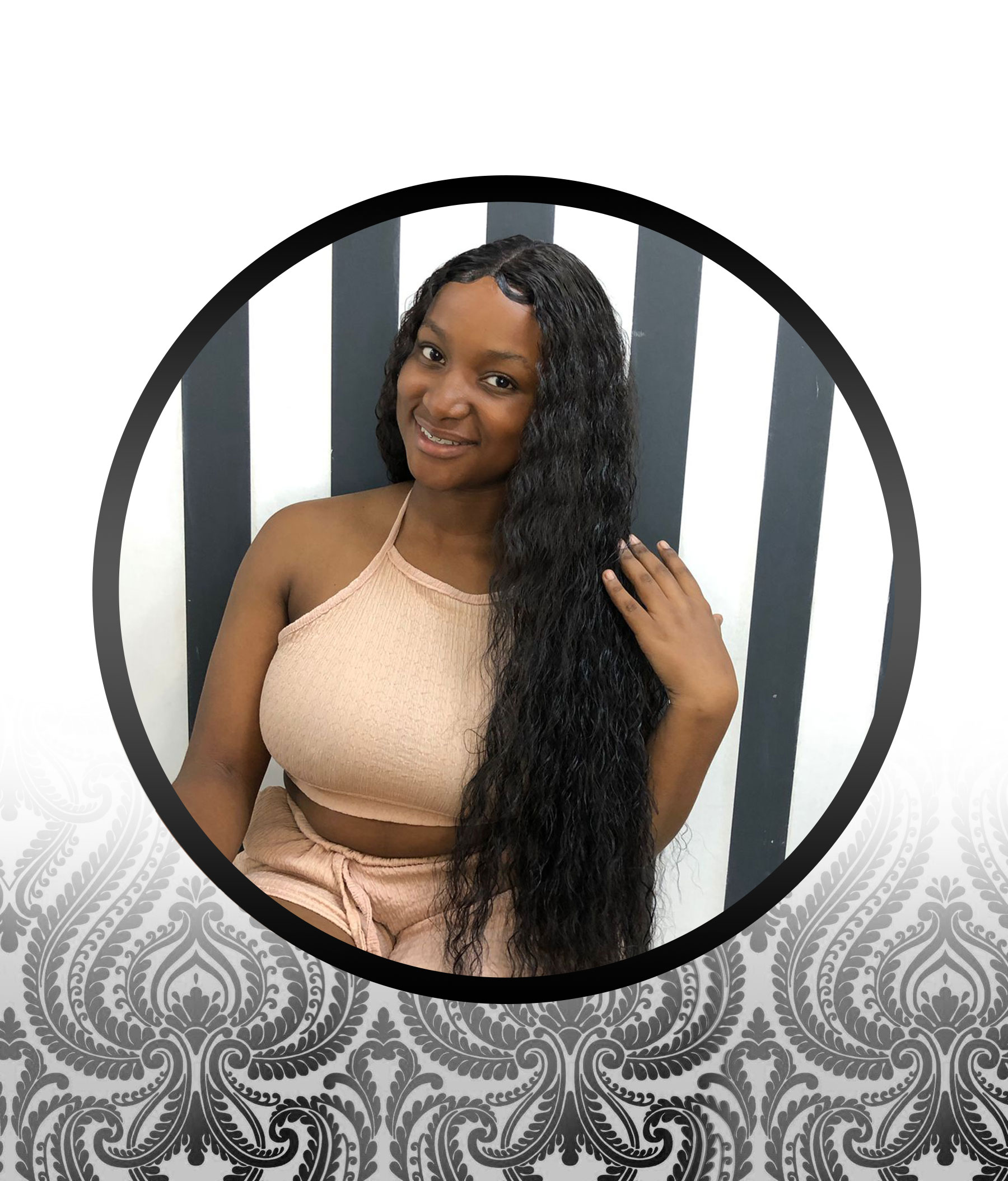 Malaysian Water Curl Human HairBlend Middle-Part Wigs