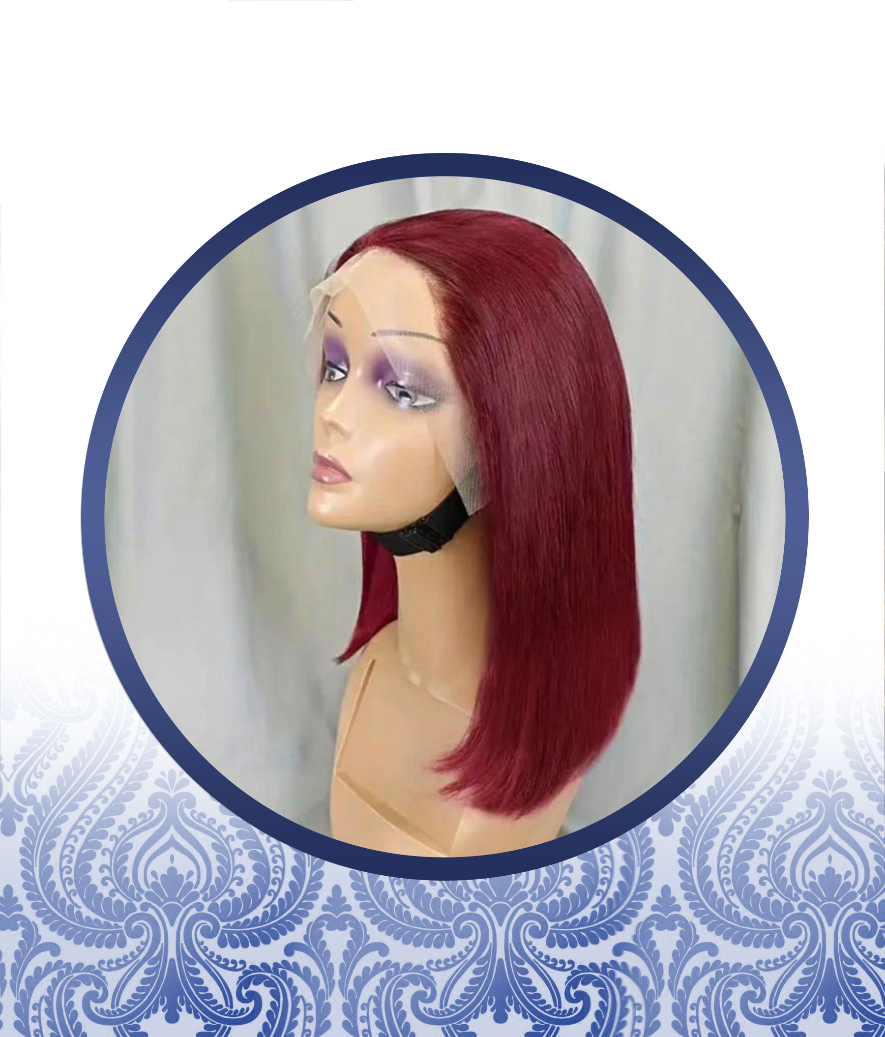 14" Rose Red Full Frontal Wig