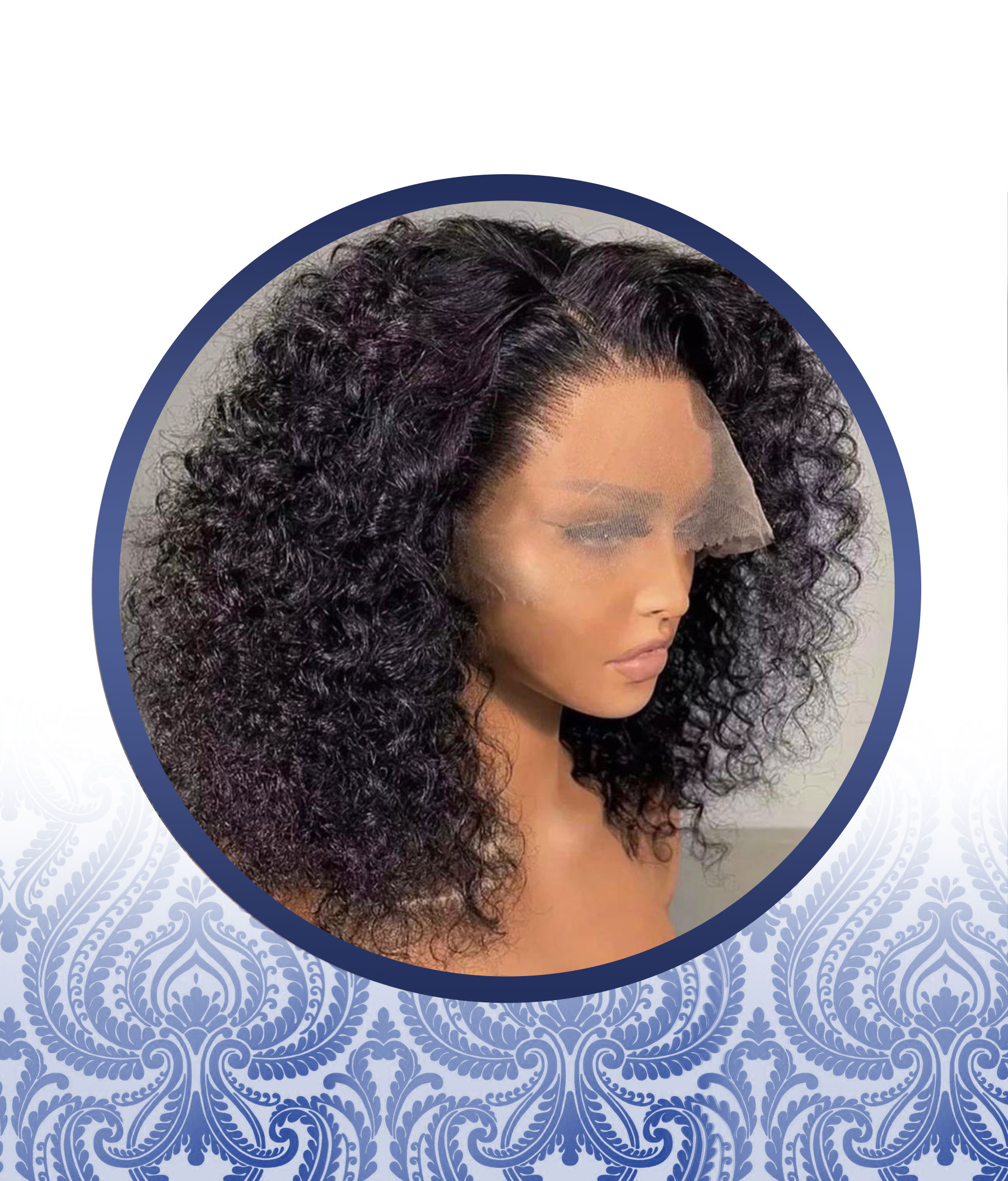 12" Glueless Lace Frontal Malaysian Jerry Curl Wig