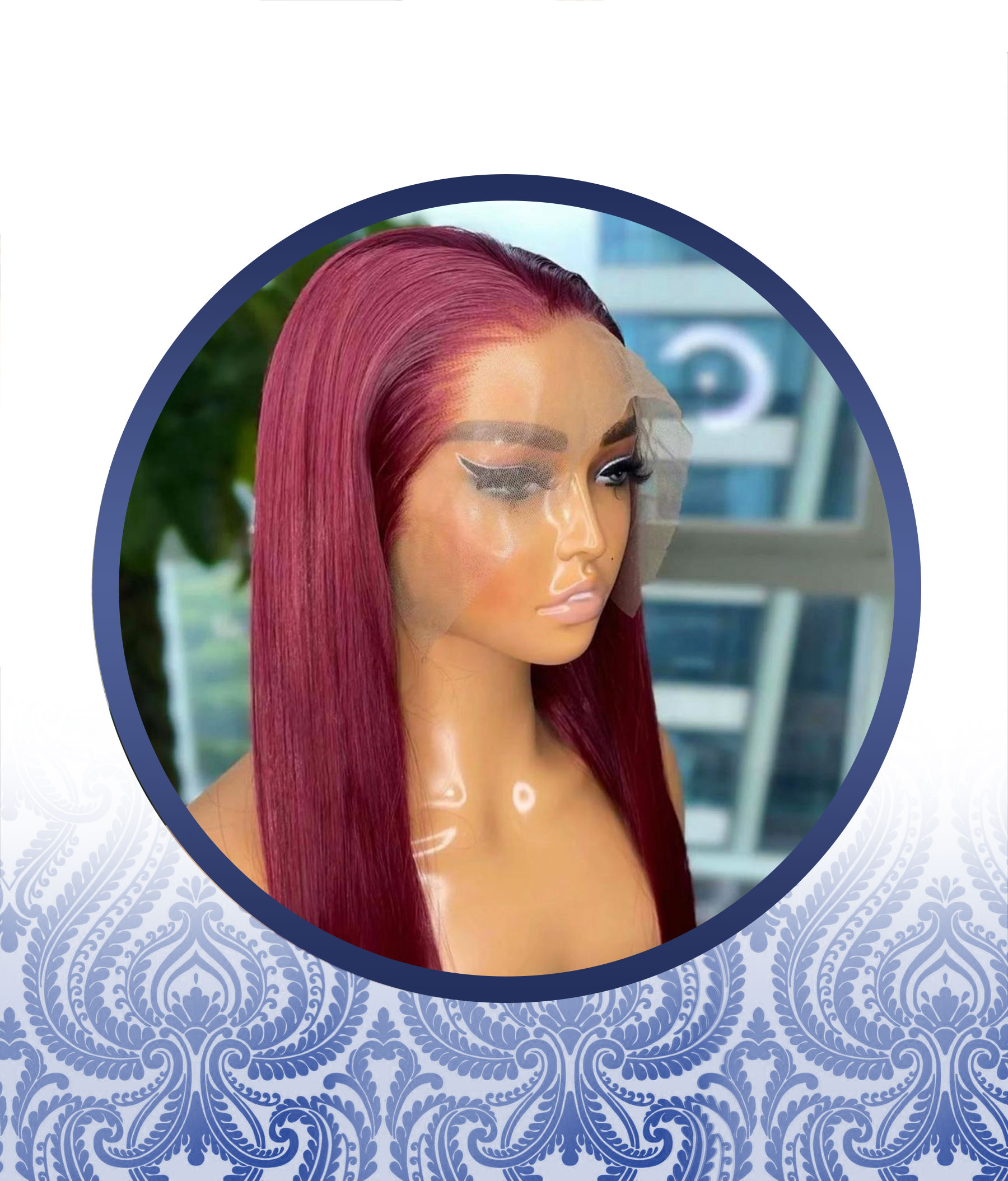 20" Peruvian Wine-Red Lace Frontal Wig