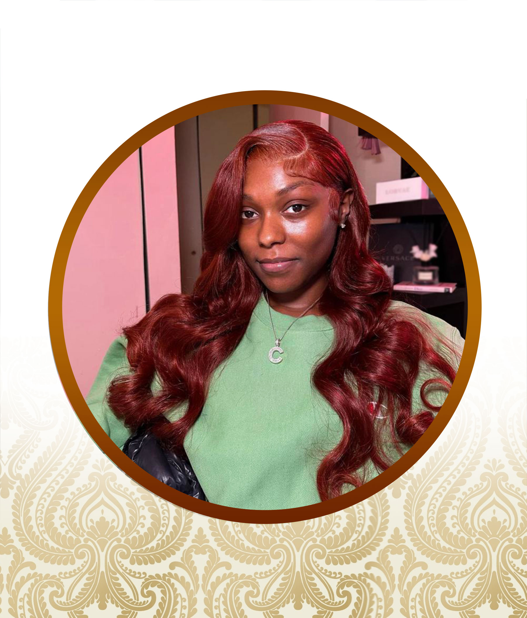 24'' Glueless WineRed Bouncy Body-Loose Wave Double-Drawn Unit