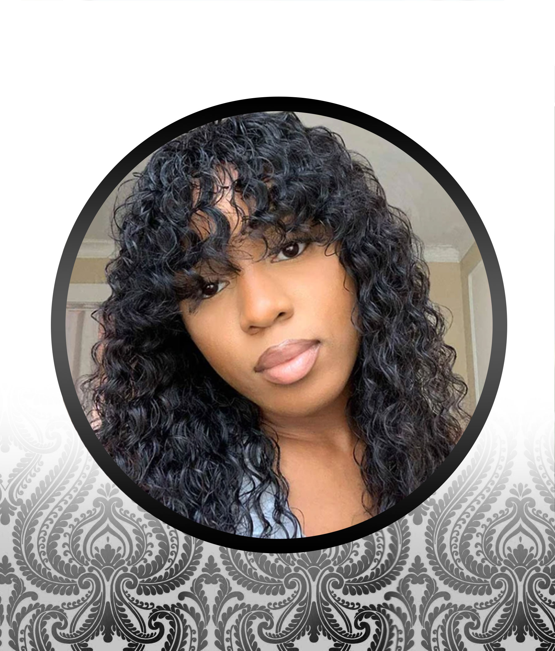 16" Waterwave Human HairBlend Fringe Wig