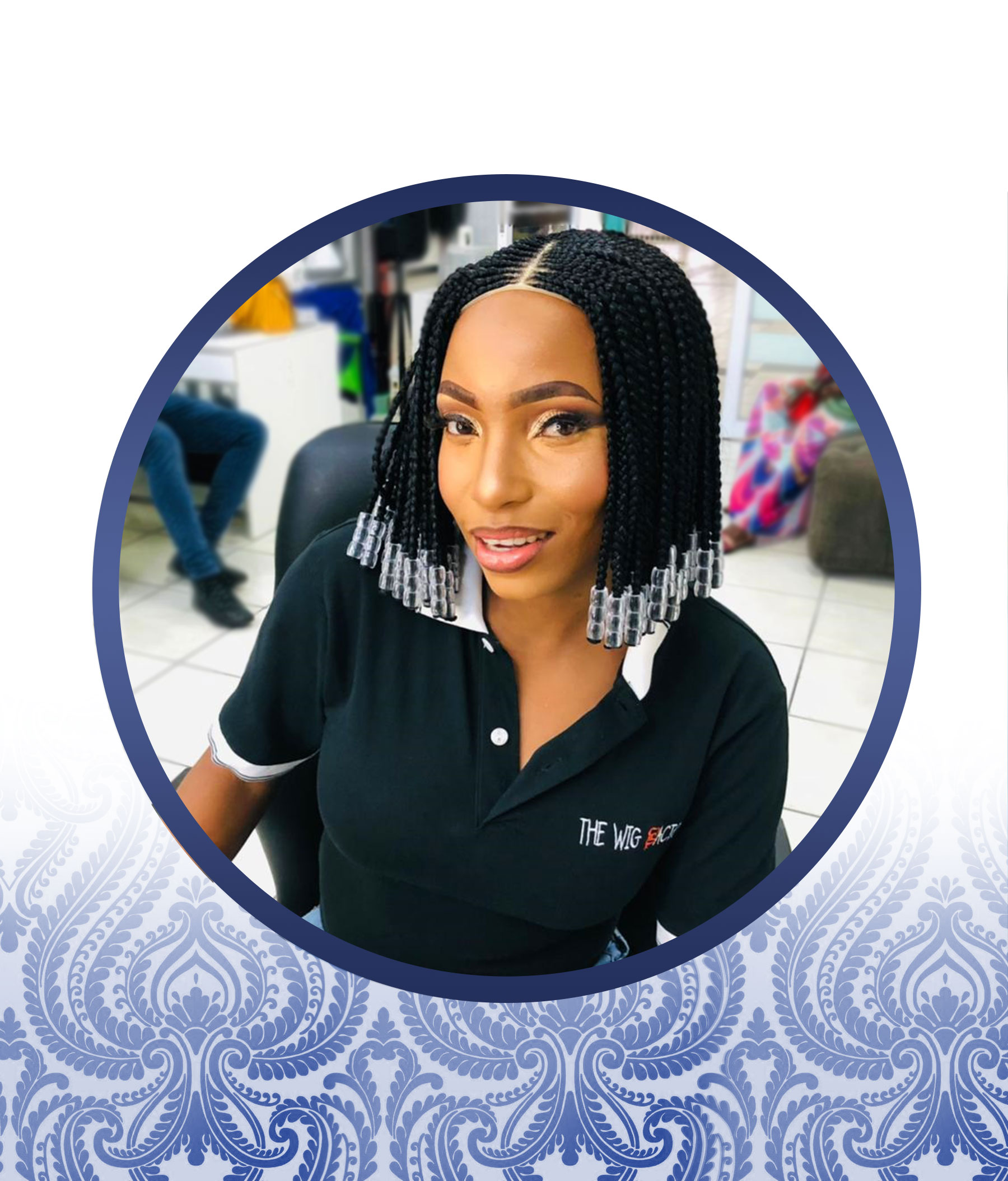 Braided Bob Wig With Beads