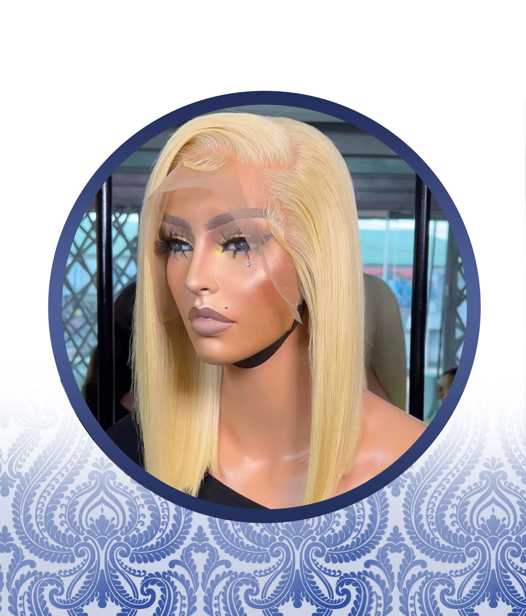 12" Straight Platinum Lace Frontal Wig