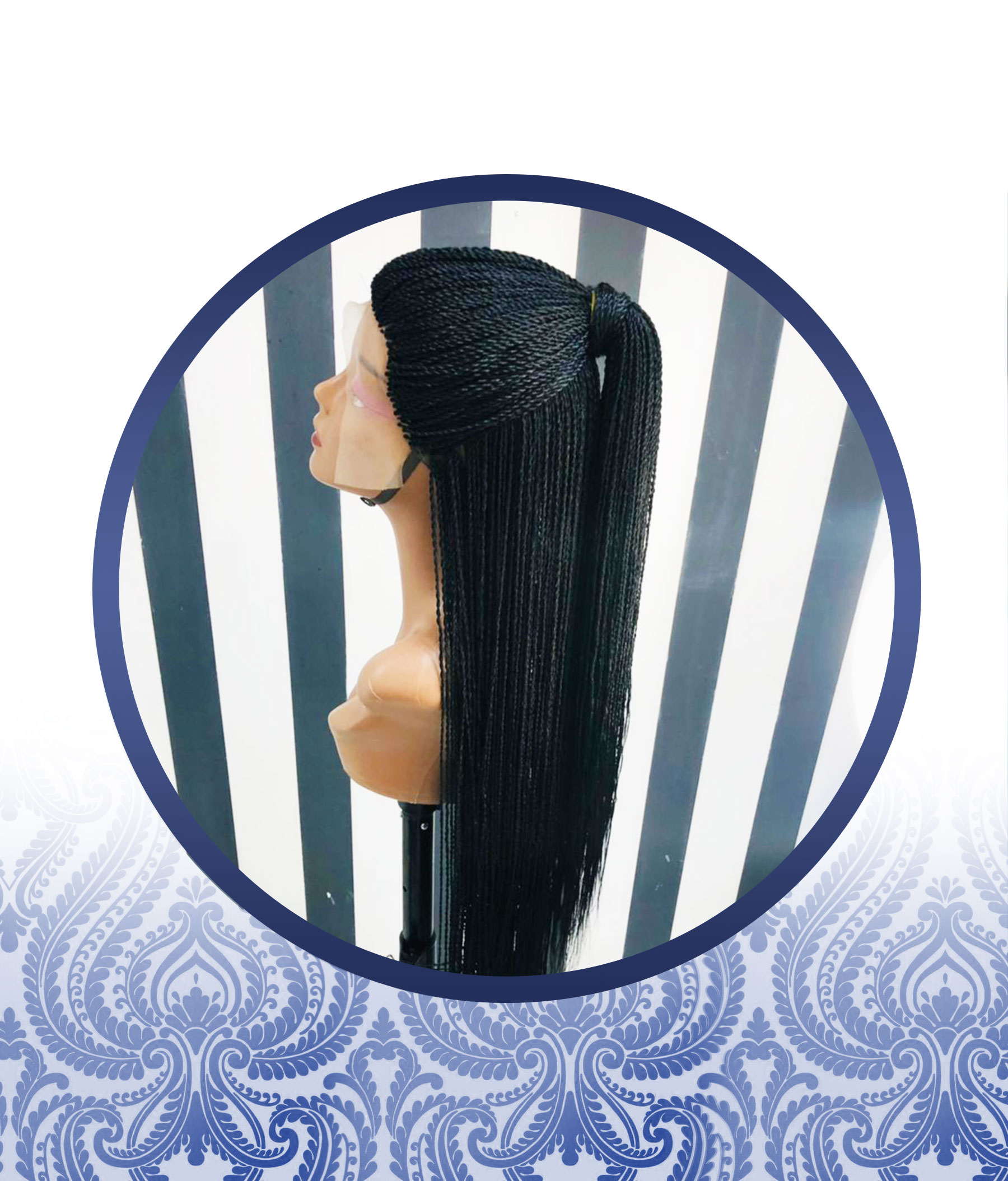 36" 100% Hand Made Full Frontal Twist Braided Wig