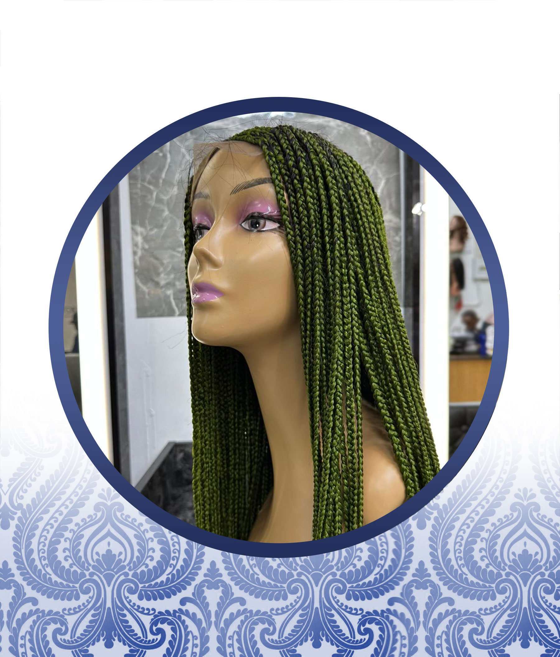 26" 4x4 Green Braided Wig