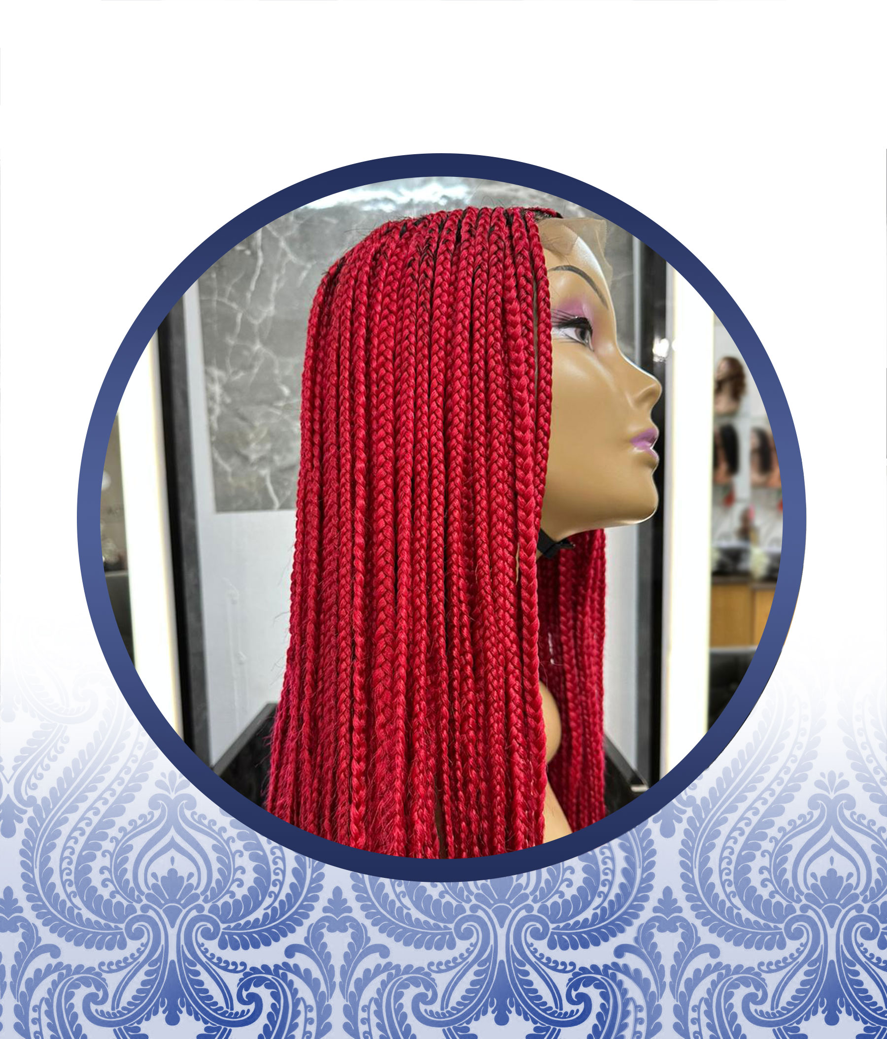 26" 4x4 Red Braided Wig