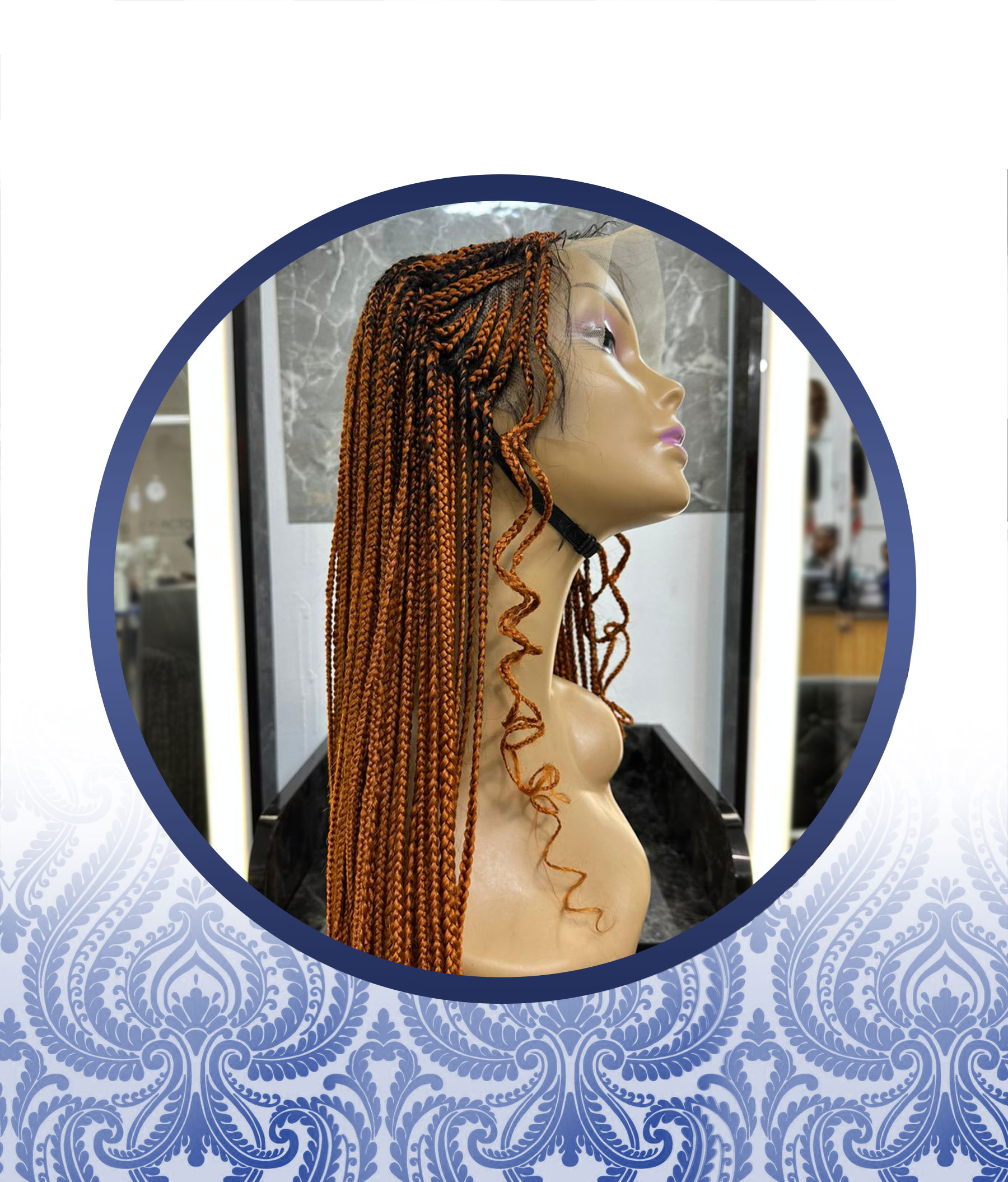 26" Full Lace Frontal Fox Brown Braided Wig
