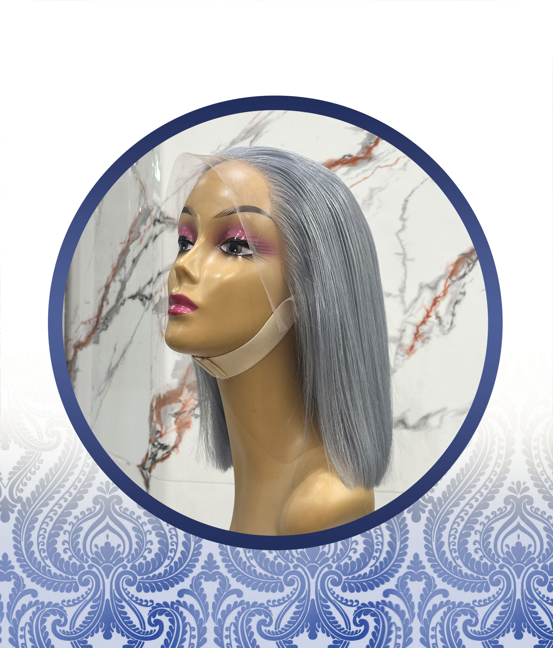 10” Silver Grey Lace Frontal Wig
