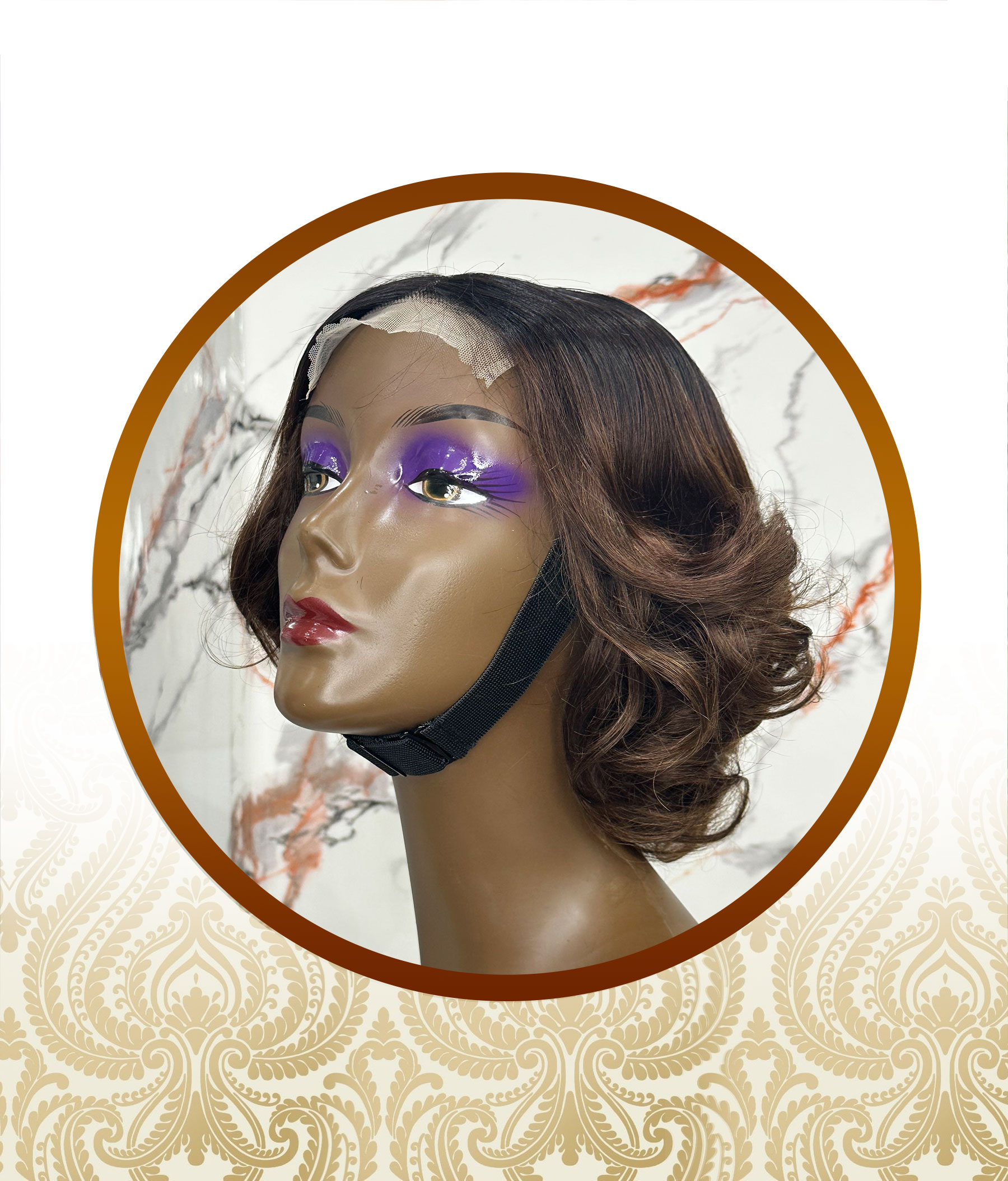 14″ 4×4 Glueless Ombre Chocolate Brown Bouncy Body-Loose Wave Double-Drawn Unit