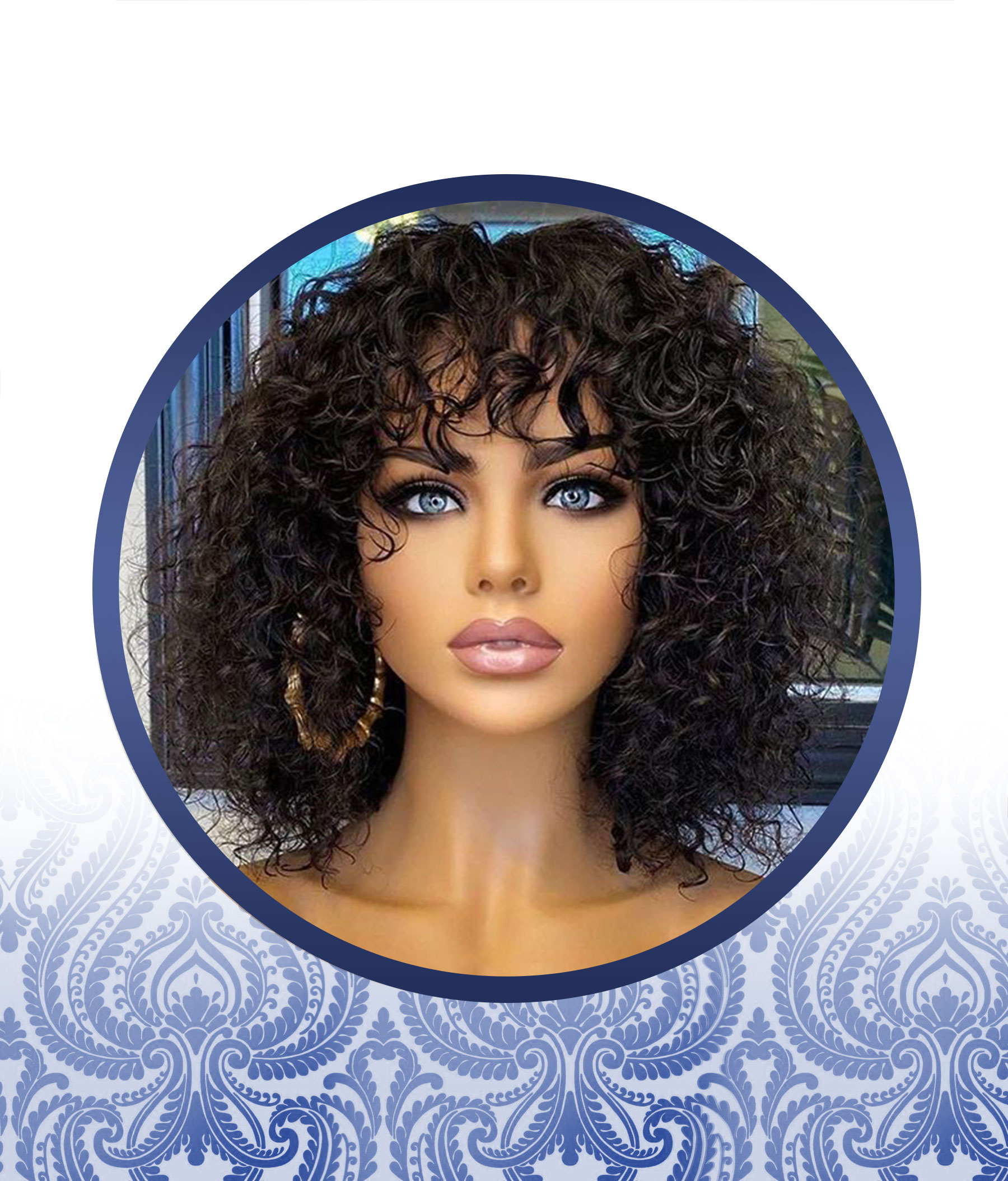 12" Malaysian Curly Fringe Wig