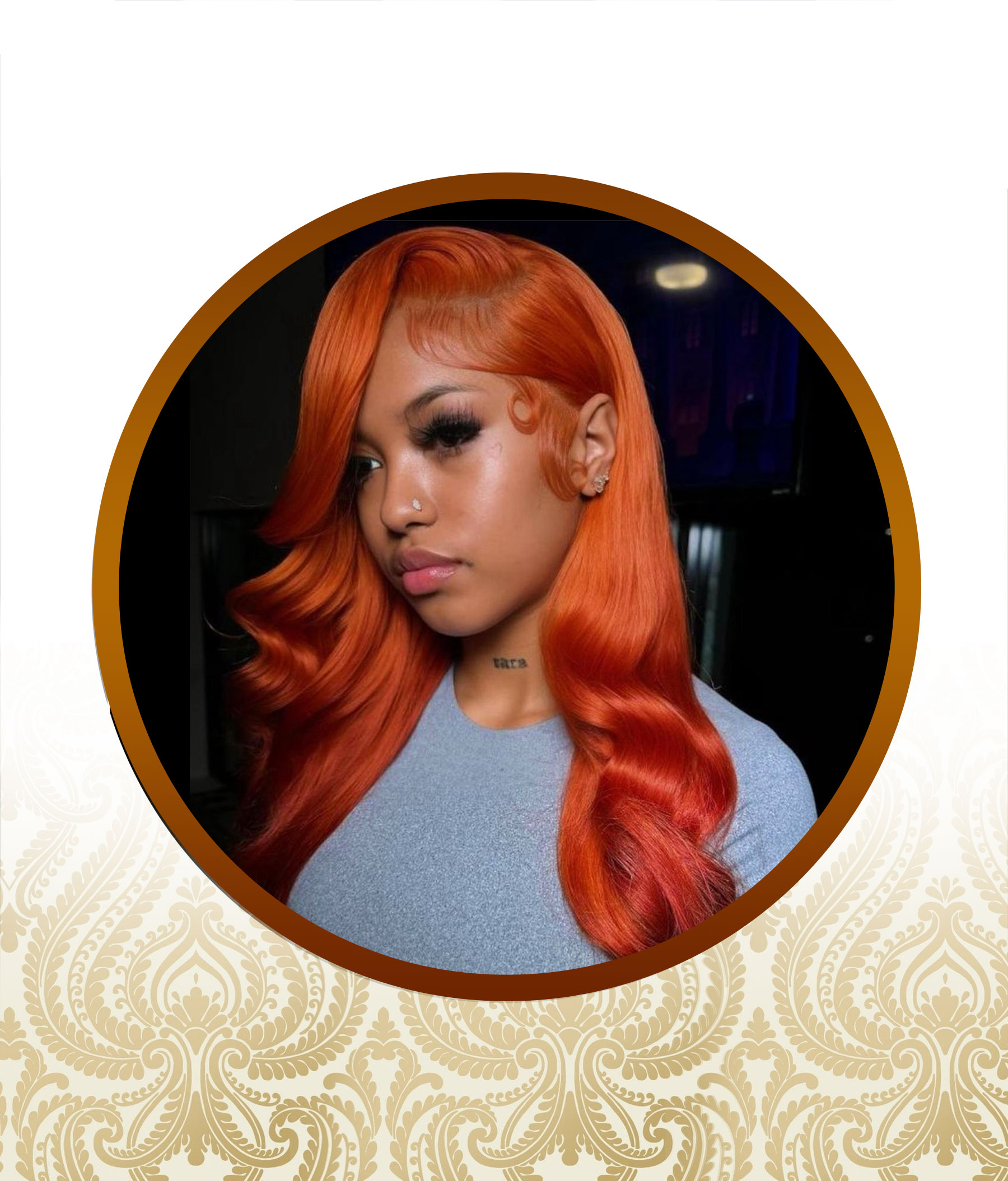 24" Glueless Orange Bouncy Body-Loose Wave Double-Drawn Unit