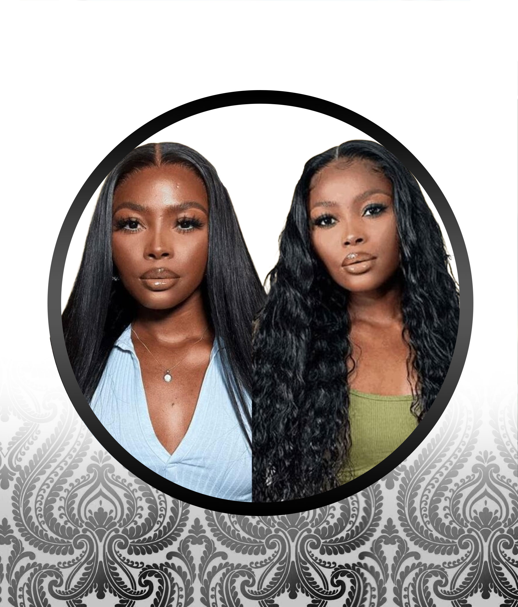 30" Wear & Go Glueless Silky Straight + Malaysia Waterwave Human HairBlend Frontal Combo Wigs