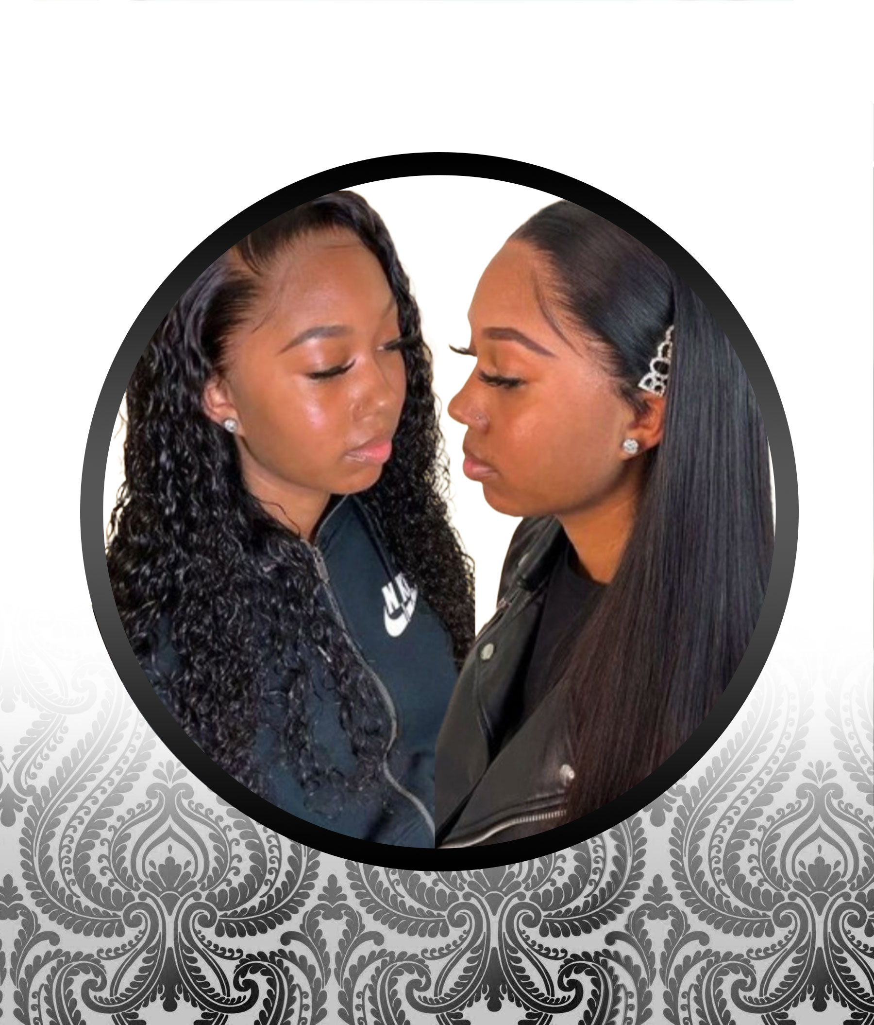 20" Wear & Go Glueless Malaysian Curl + Silky Straight Lace Human HairBlend  Frontal Combo Wigs