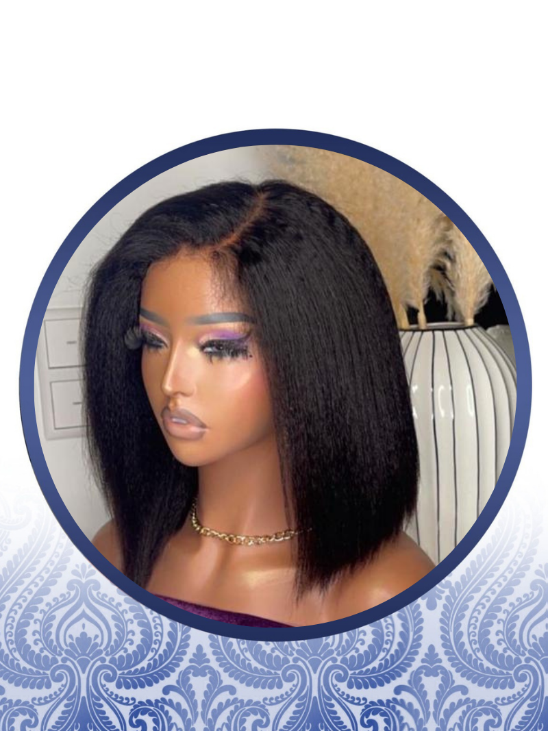 14" Straightkinky Full Frontal Lace Wig