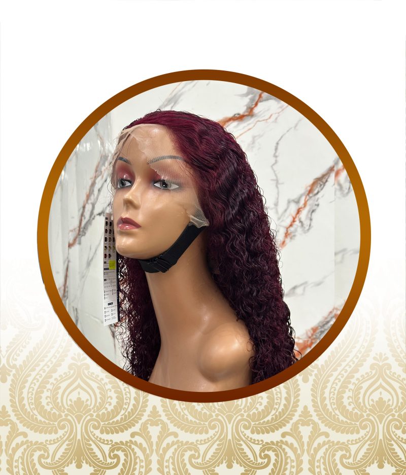 20 Inch Wine Red Lace Frontal Waterwave Double Drawn Unit - Image 2