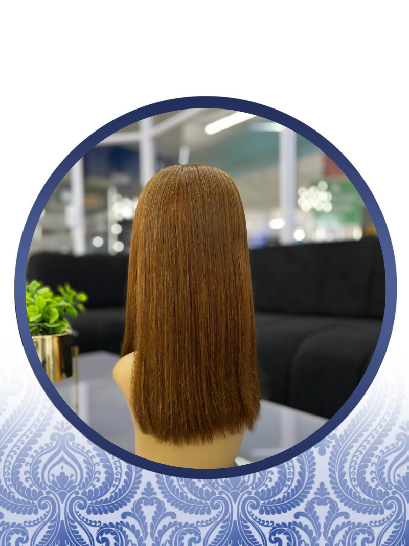 14" Glueless Caramel Brown Lace Frontal Wig - Image 2