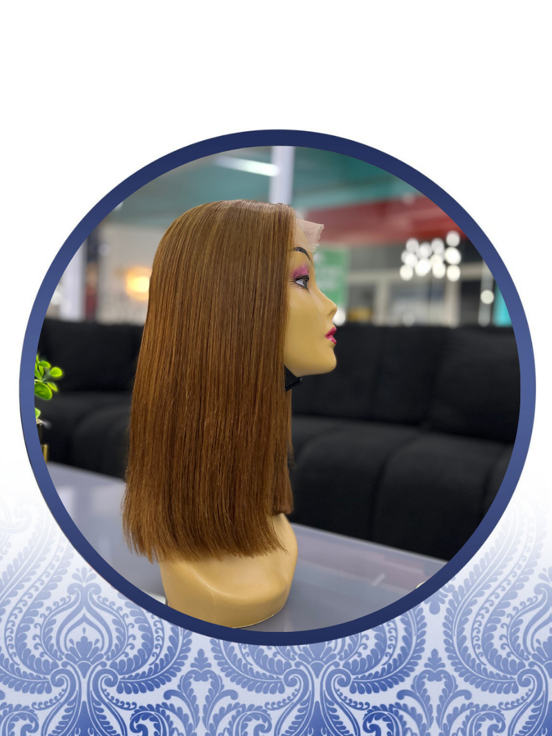 14" Glueless Caramel Brown Lace Frontal Wig - Image 3