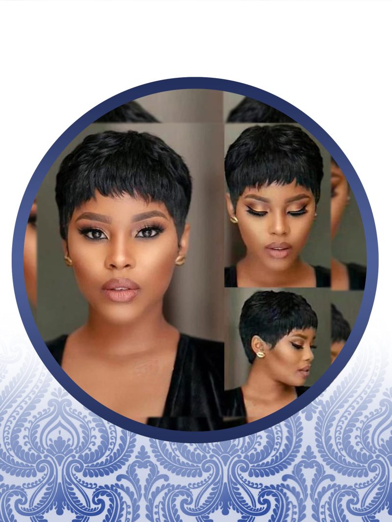 Layered glueless pixie cut