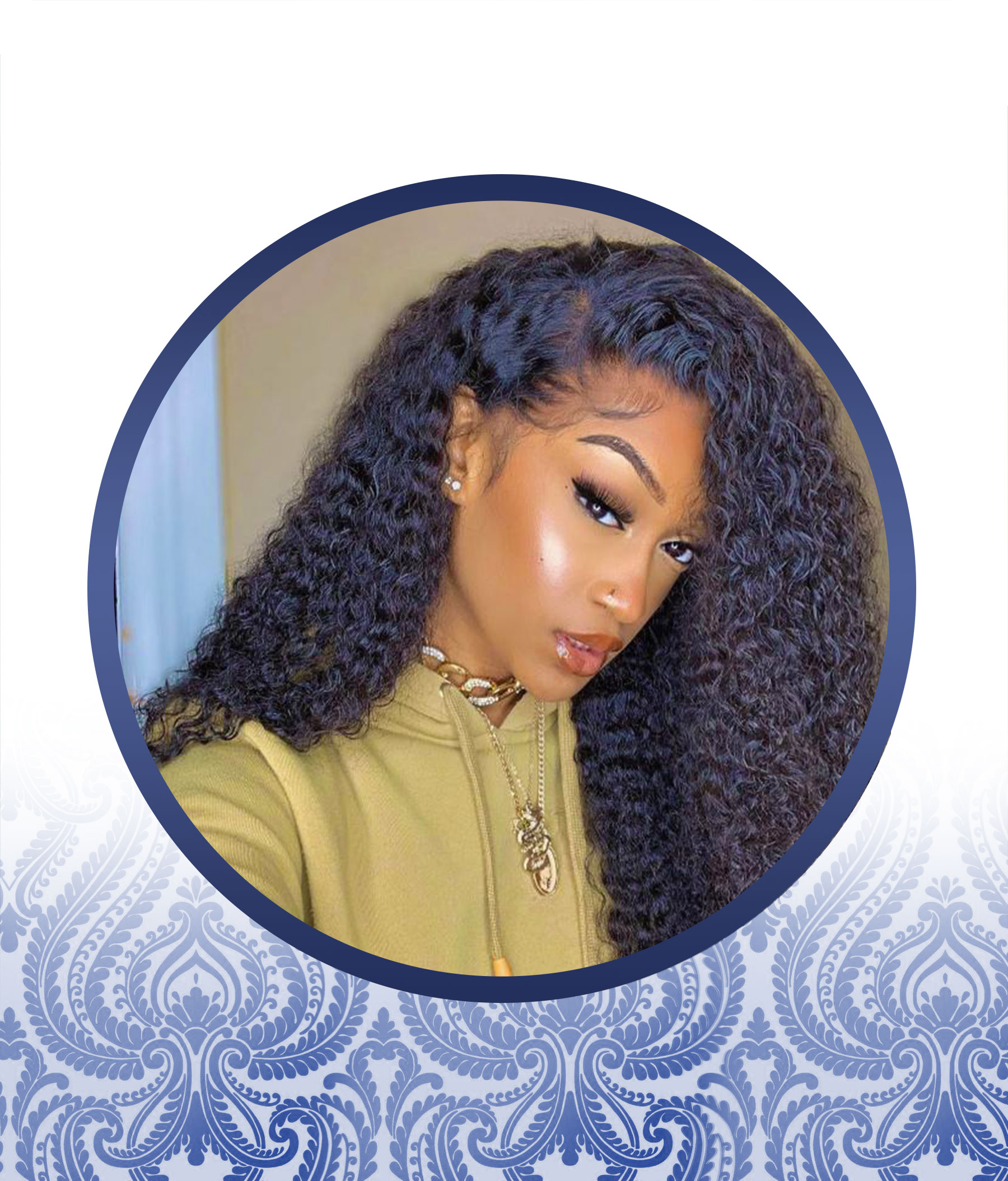 20" Glueless Jerry Curl Full Lace Frontal Wig