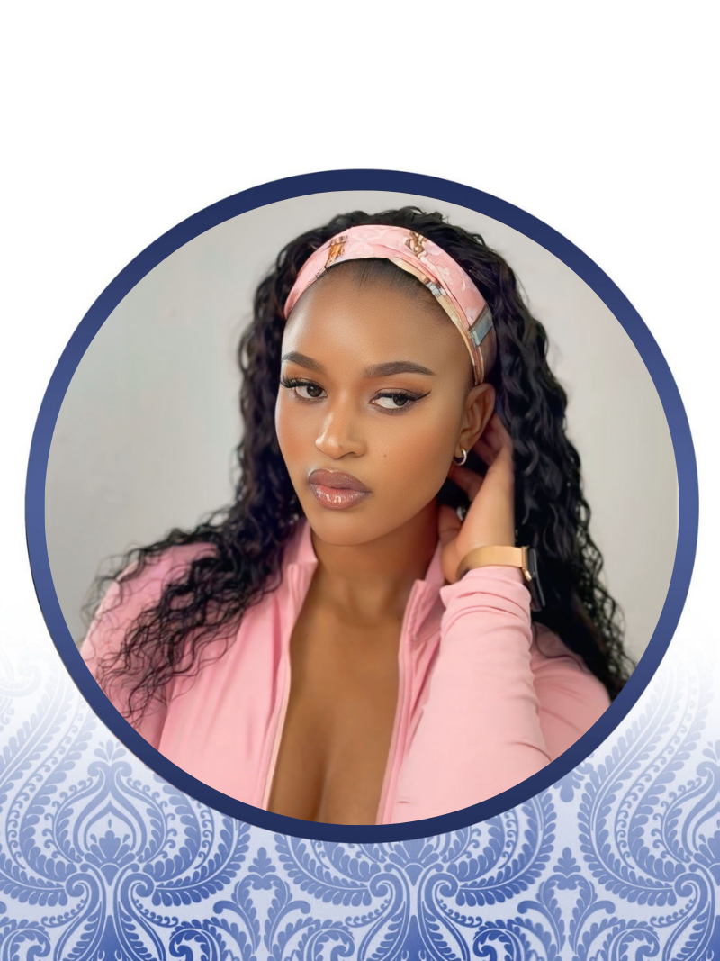 22" Waterwave Peruca Glueless Headband Wig + styling scarf