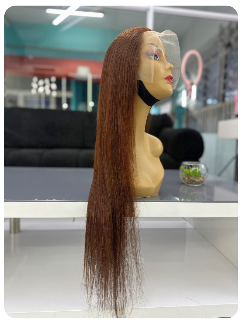 34" Straight Chocolate Brown Full Lace Frontal Wig